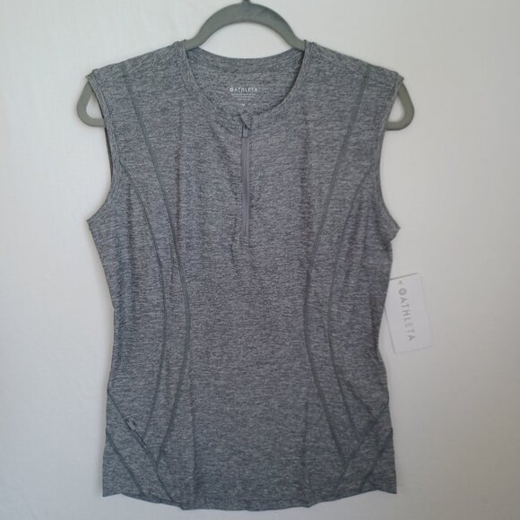 Athleta Tank Top Pacifica Illume UPF Gray Fitted 1/4 Zip Womens Medium NEW - Picture 6 of 13